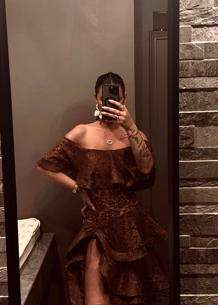 Chocolate Brown Lace Dress
