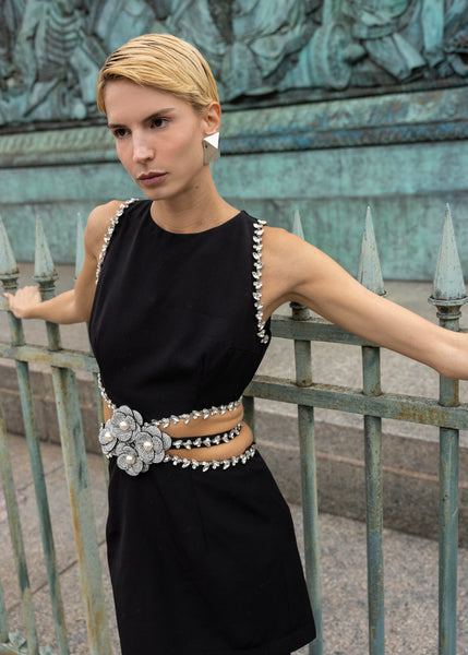 Mini Black Dress with rhinestones