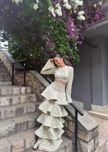 Baby Yellow Lace Top and Skirt