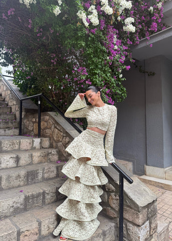 Baby Yellow Lace Top and Skirt