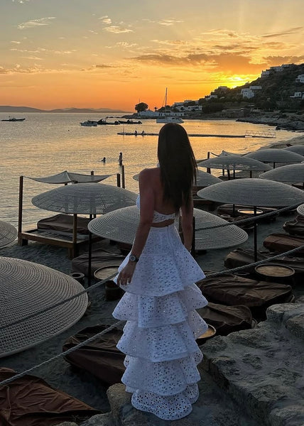 White Lace Top and Skirt