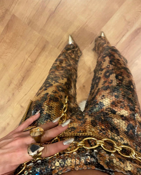 Leopard Sequin Pants