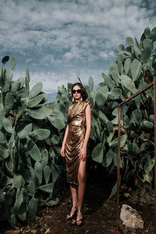 Gold Draped Dress