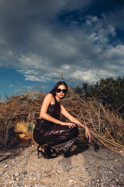 Brown Crocodile Leather Top