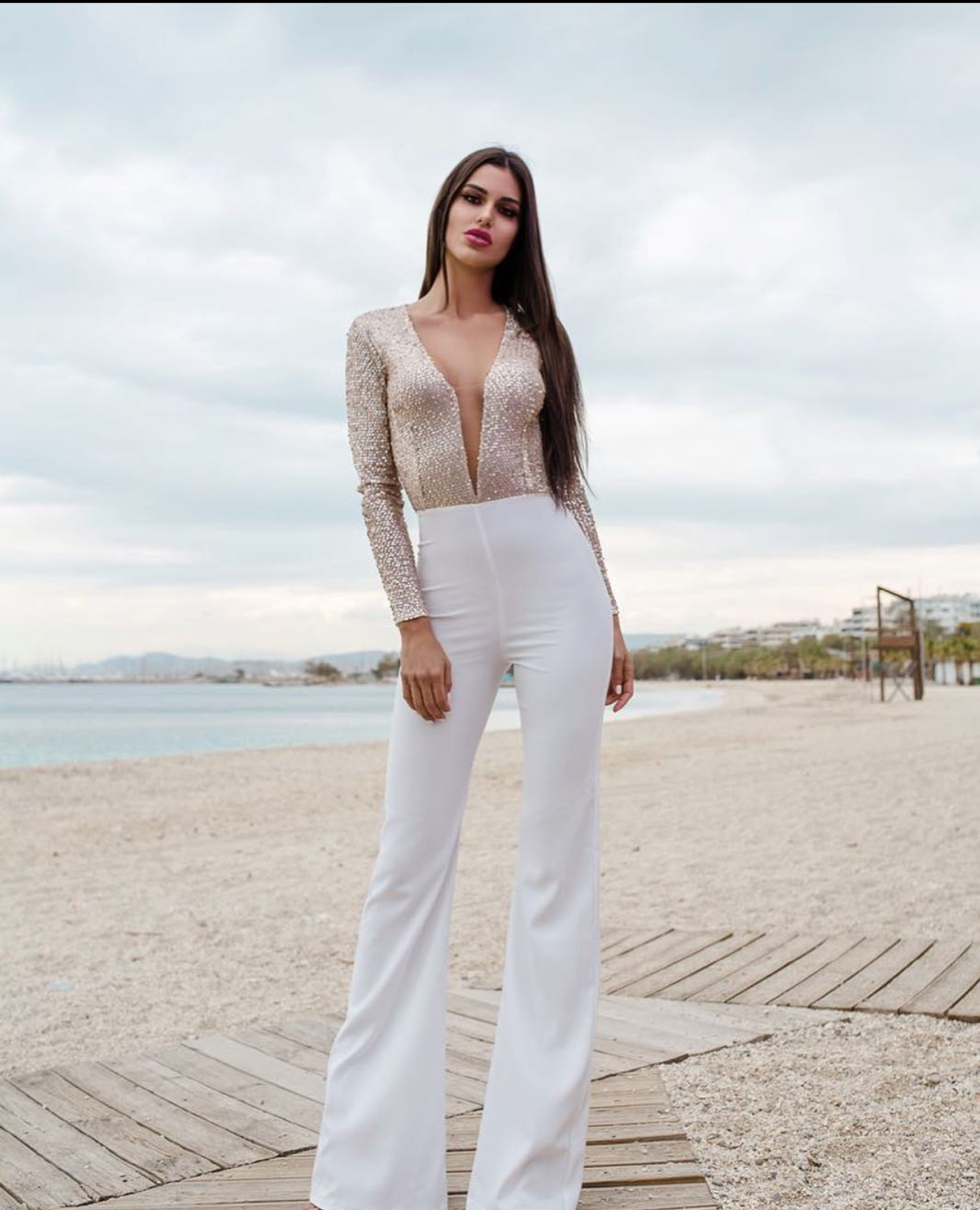 Sequin and Satin Jumpsuit - eirinimakkoushop