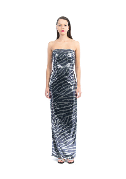 Long Zebra Sequin Dress - eirinimakkoushop